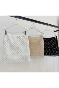 Saia curta rede com strass Kwi