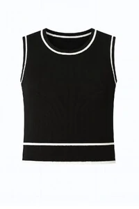 Regata em tricot com detalhes canelados Kwi