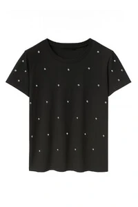 Tshirt plus size com aplicações de perolas Kwi