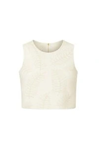 Blusa cropped com bordado de folhagens Kwi