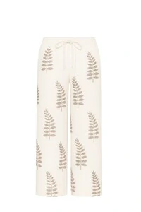 Calça feminina bordado folhas Kwi