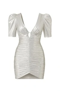 Vestido curto malha foil Jo