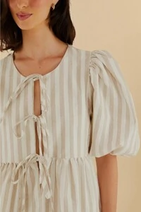 Blusa mangas listra bicolor Farm