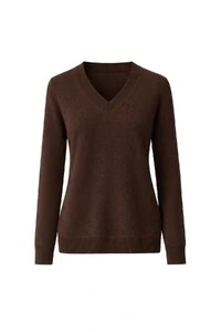 Suéter feminino retilínea básica com decote V Kwi