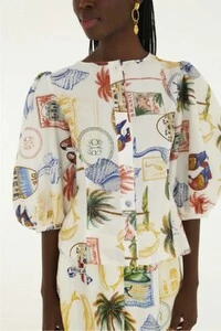 Blusa botão tropical vintage Farm