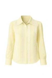 Camisa listrada com detalhes de renda Kwi