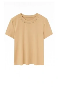 T-shirt feminina com aplicações no decote Kwi