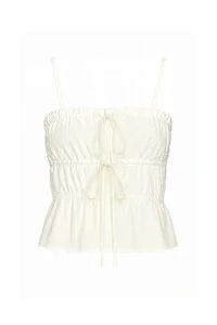 Cropped plissado com amarração frontal Kwi