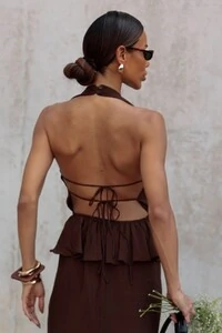 Vestido longo frente única Kwi