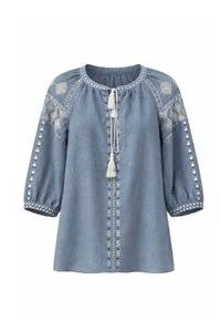 Bata com bordados manga curta Kwi