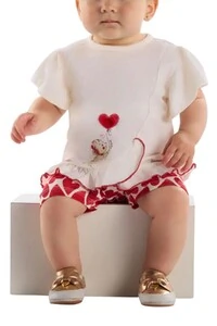 Conjunto blusa meia malha e bermuda cotton Up Baby