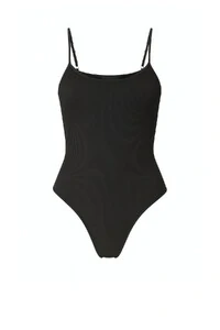 Body feminino em malha canelada com alças finas Kwi