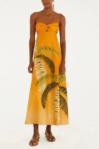 Vestido itacare coqueiro laranja Farm