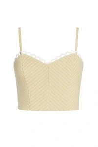 Top cropped listrado com alças finas Kwi