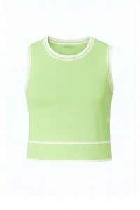 Regata em tricot com detalhes canelados Kwi