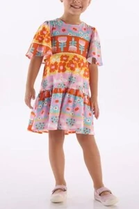 Vestido manga curta em malha digital Três e Já