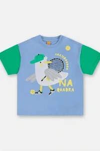 Conjunto camiseta malha e bermuda moletom Três e Já