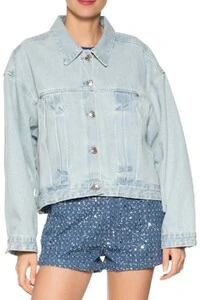 Jaqueta jeans overbody pregas frontais Animale