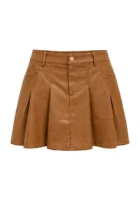 Mini saia pu com pregas Kwi