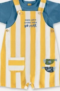 Conjunto body suedine e jardineira viscolinho Três e Já