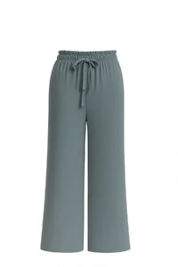 Calça pantalona em malha com amarração Kwi