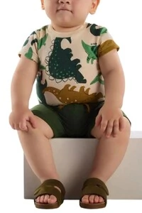 Conjunto body malhão rustic e bermuda moletom s/ felpa Up Baby