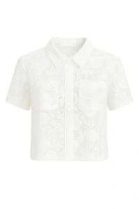 Camisa em renda com bolsos Kwi