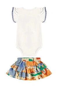 Conjunto body e saia em meia malha Up Baby
