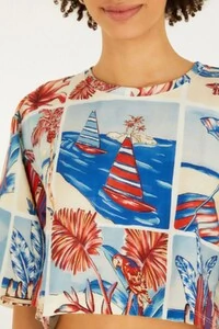 Tshirt cropped diario de verão Farm