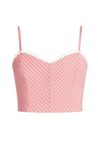 Top cropped listrado com alças finas Kwi