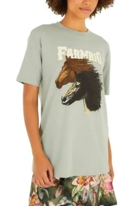 T-shirt media cavalos azul nordico Farm