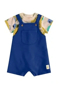 Conjunto body malha flame e jardineira moletom Up Baby