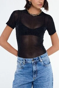 Blusa de tule manga com brilho Animale Jeans