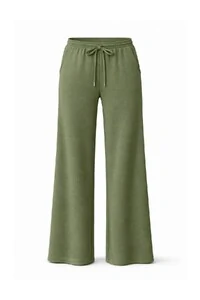 Calça feminina reta em neoprene com cordão Kwi