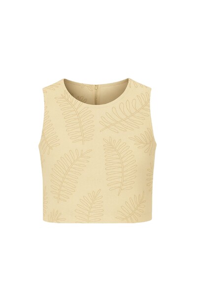 Foto Blusa cropped com bordado de folhagens Kwi