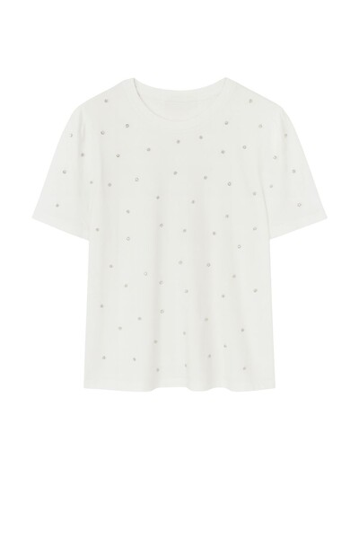 Foto T-shirt feminina com aplicações de strass Kwi