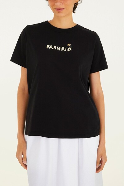 Foto T shirt fit farmrio tucaninho preta Farm