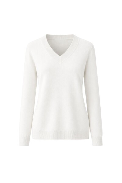 Foto Suéter feminino retilínea básica com decote V Kwi