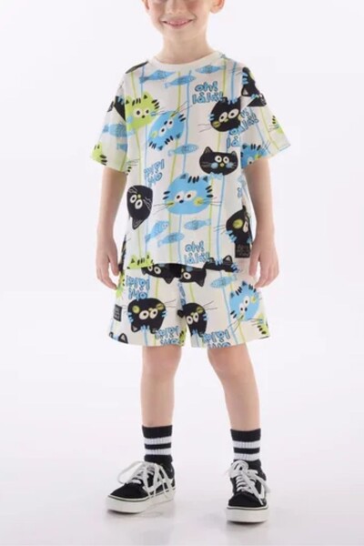 Foto Conjunto camiseta malha e bermuda moletom digital Três e Já