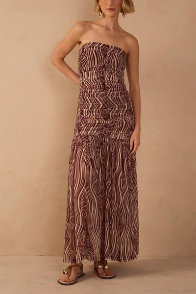 Foto Vestido franzido estampa som do mar Dress to