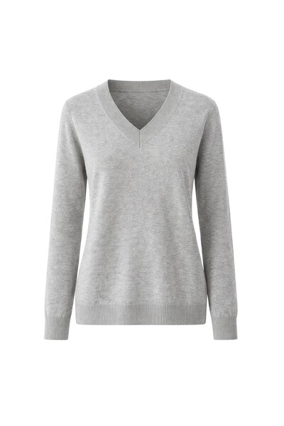 Foto Suéter feminino retilínea básica com decote V Kwi
