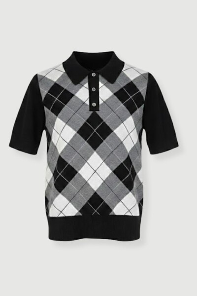 Foto Polo feminina em tricot xadrez Kwi