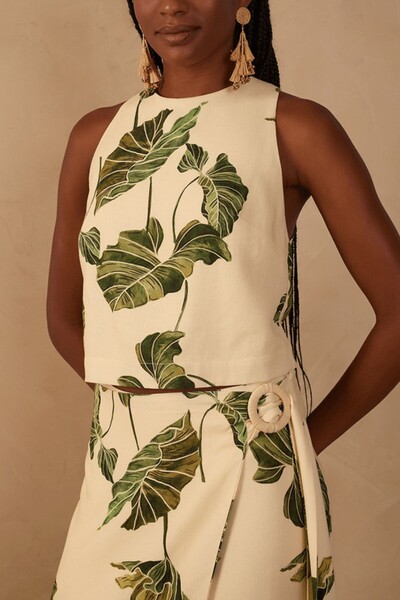 Foto Blusa linho estampa folhar Dress to