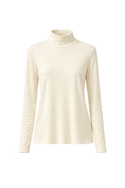 Foto Blusa feminina básica de manga longa com gola alta em malha KWI