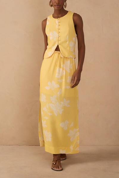 Foto Saia cropped linho estampa clareza Dress to