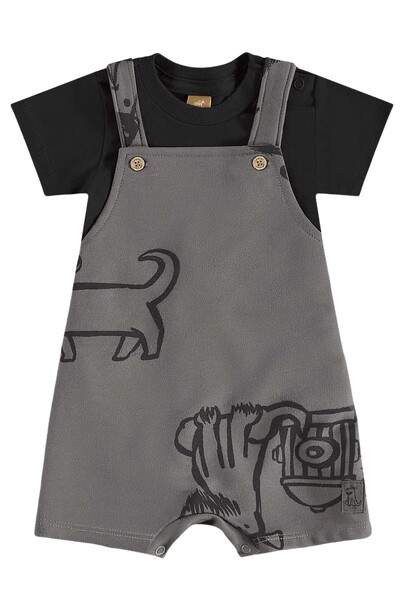 Foto Conjunto jardineira moletom e body malha Up Baby