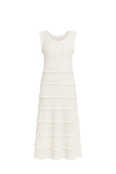 Foto Vestido midi babados e renda Kwi