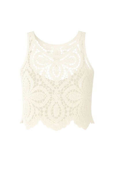 Foto Blusa regata crochê trevo Kwi