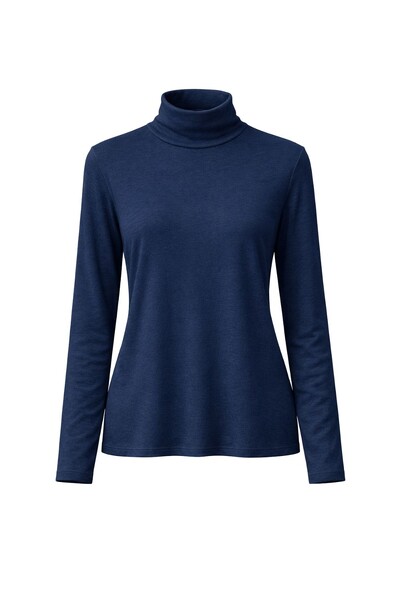 Foto Blusa feminina básica de manga longa com gola alta em malha KWI