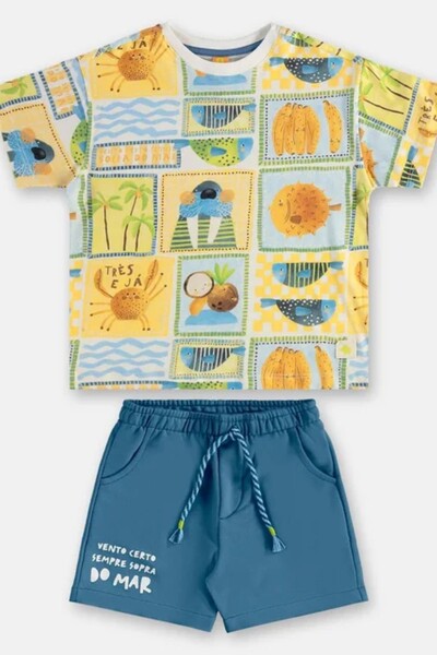 FotoConjunto camiseta malha e bermuda moletom Três e Já